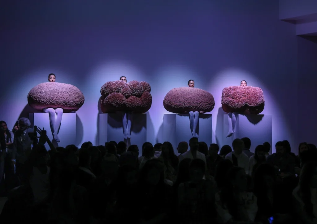 Reviving Indian craft, the brand brought its handmade philosophy to the runway at home