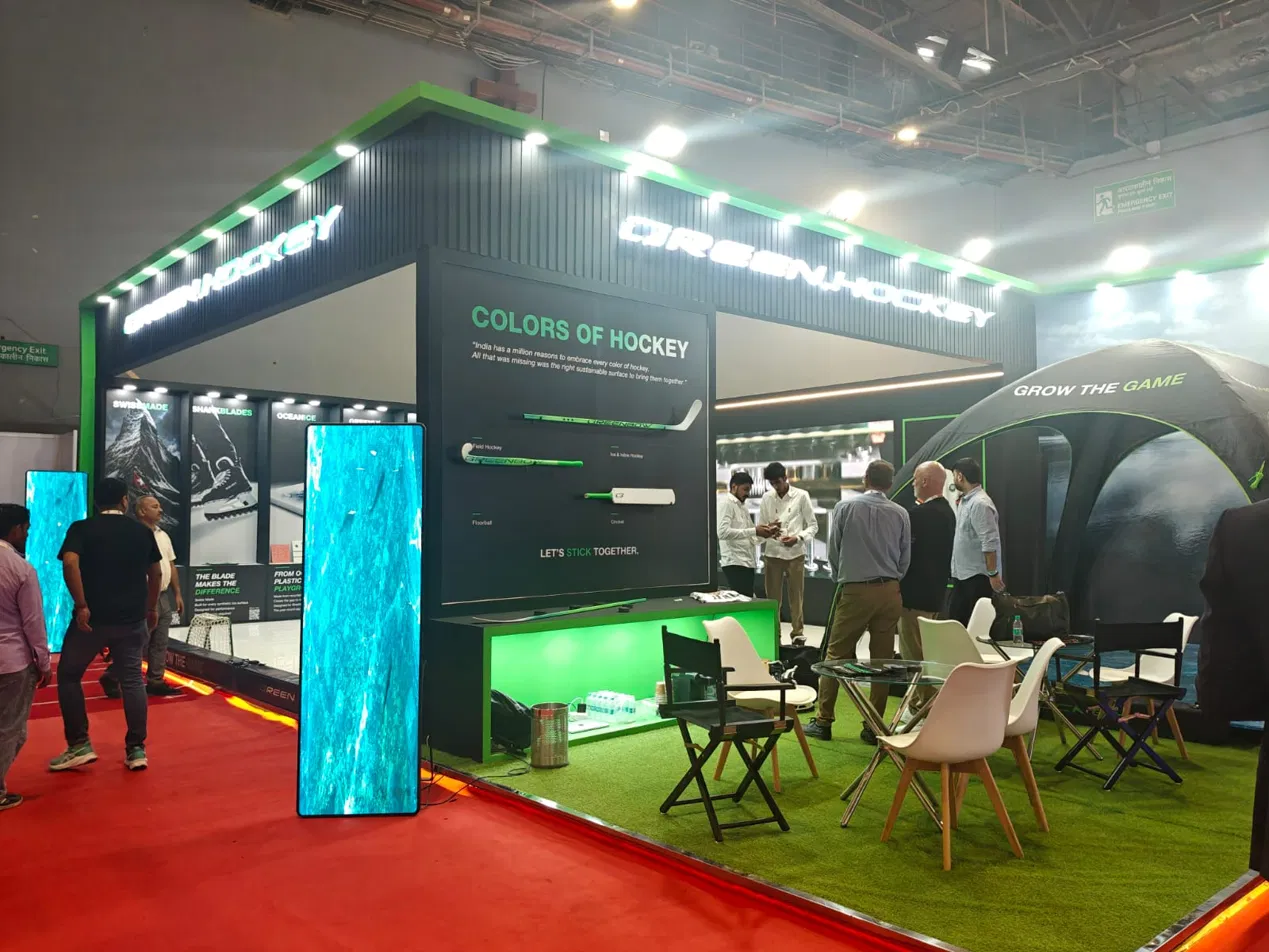 Green Hockey pavilion at Bharat Mandapam Sports and Fitness Expo