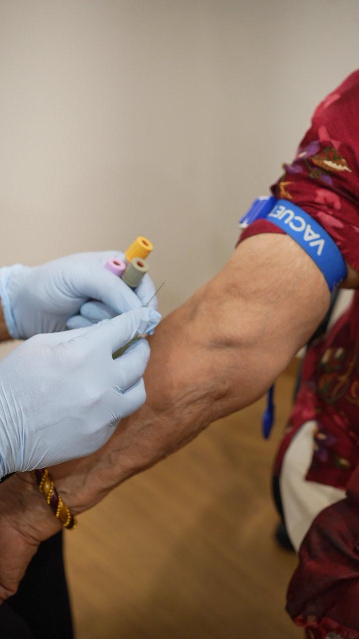 Blood sample collection at Zenré preventive health camp