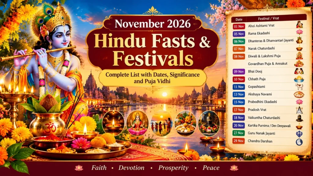 Hindu Festivals in November 2026: Dates for Diwali, Govardhan Puja, Bhai Dooj, Chhath Puja and Other Fasts